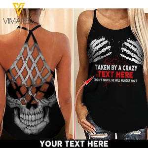 Taken by a ... Customized Criss-Cross Open Back Camisole Tank Top Legging