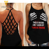 Taken by ... personalized Criss-Cross Open Back Camisole Tank Top VMRT