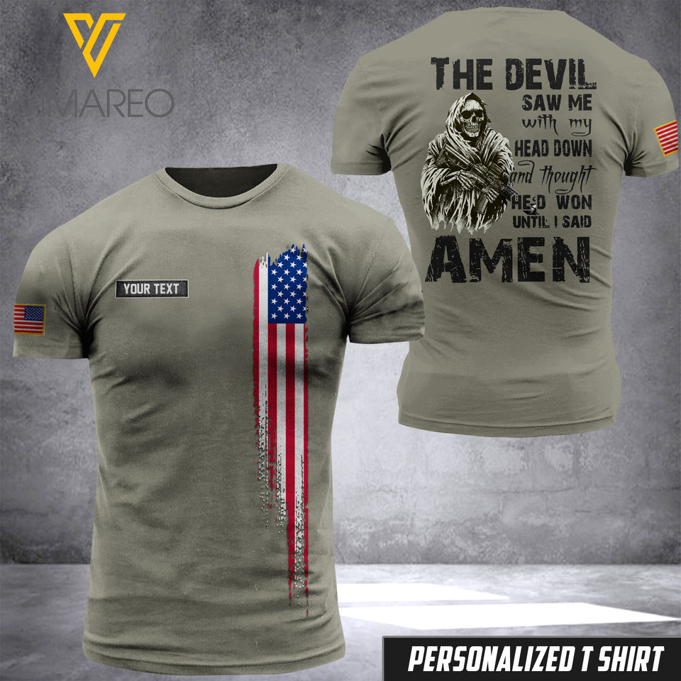 US Soldier Customized 3D Printed Shirt AMEN