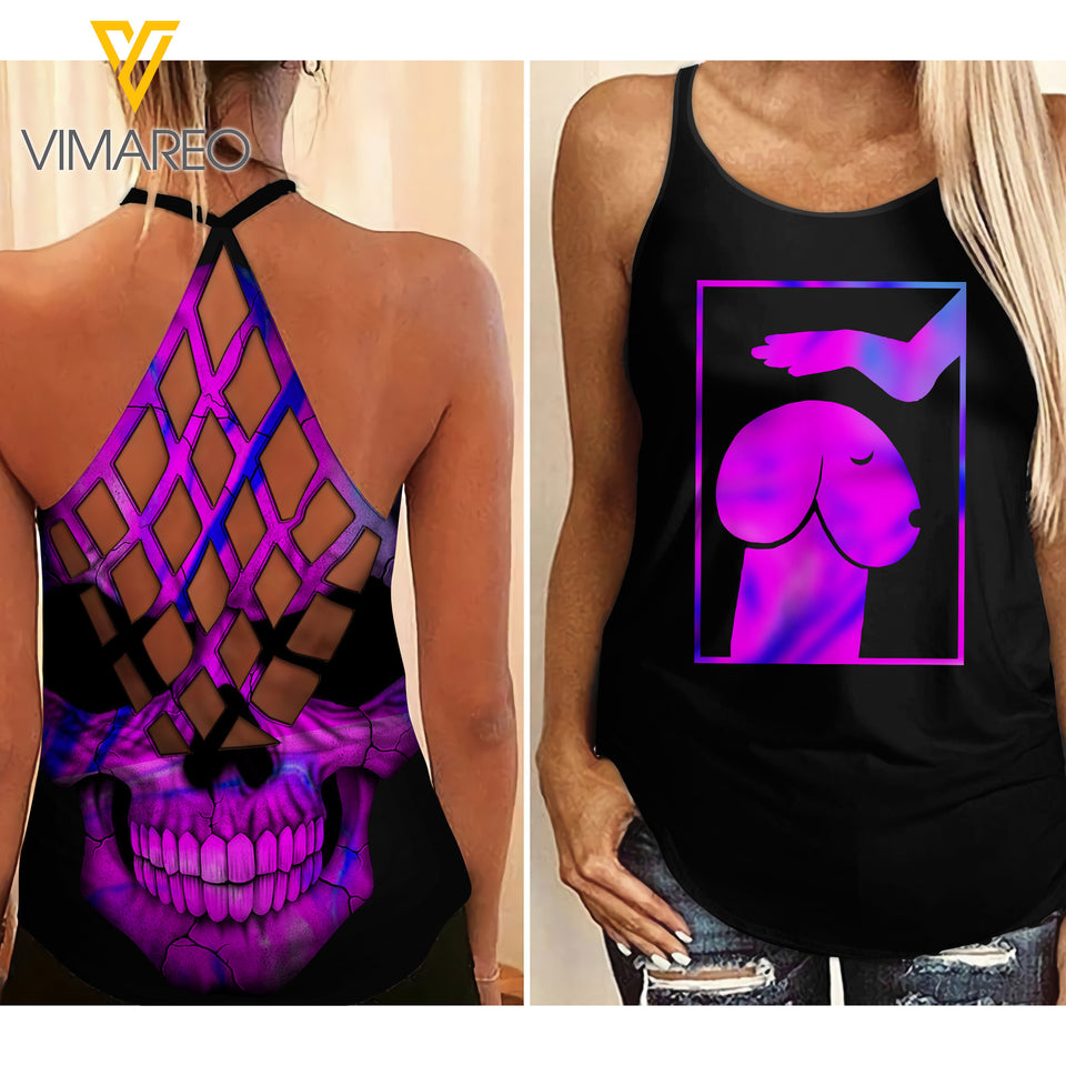 Dog Fun Criss-Cross Open Back Camisole Tank Top