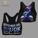 September girl SKull 3D printed Sport bra