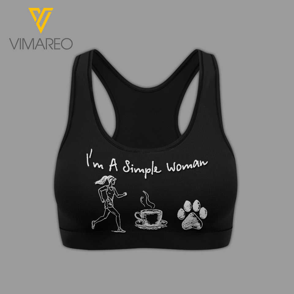 Simple woman- Running and Dog 3D printed Sport bra
