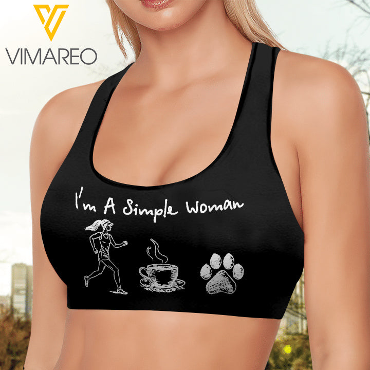 Simple woman- Running and Dog 3D printed Sport bra