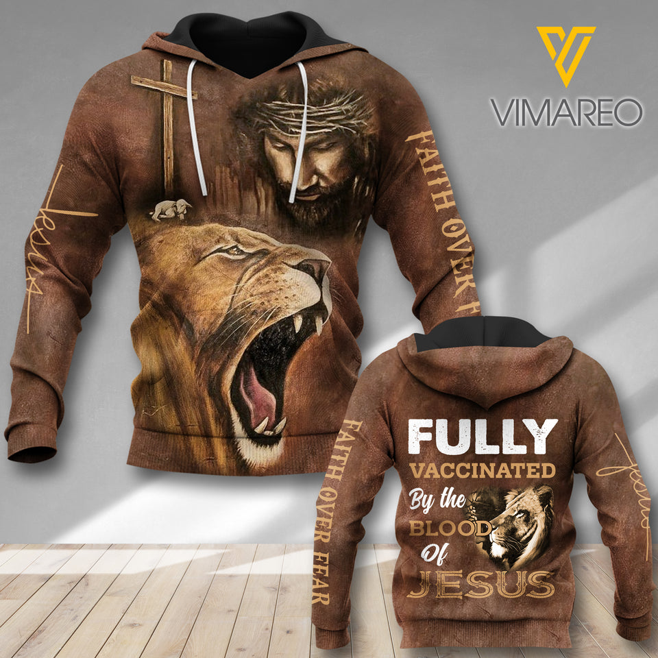 FULLY VACCINATED BY THE BLOOD OF JESUS ZIP UP HOODIE OR HOODIE QTDT0601