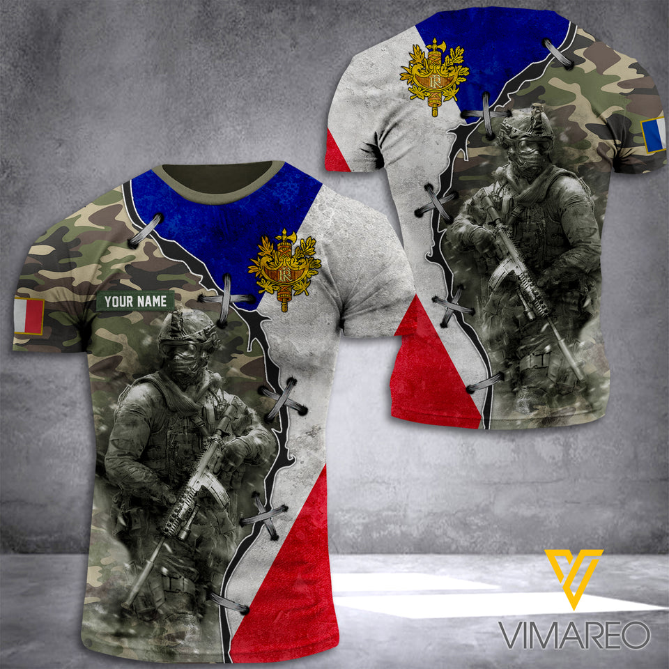 France Camo Flag 3D Printed Shirt HAF