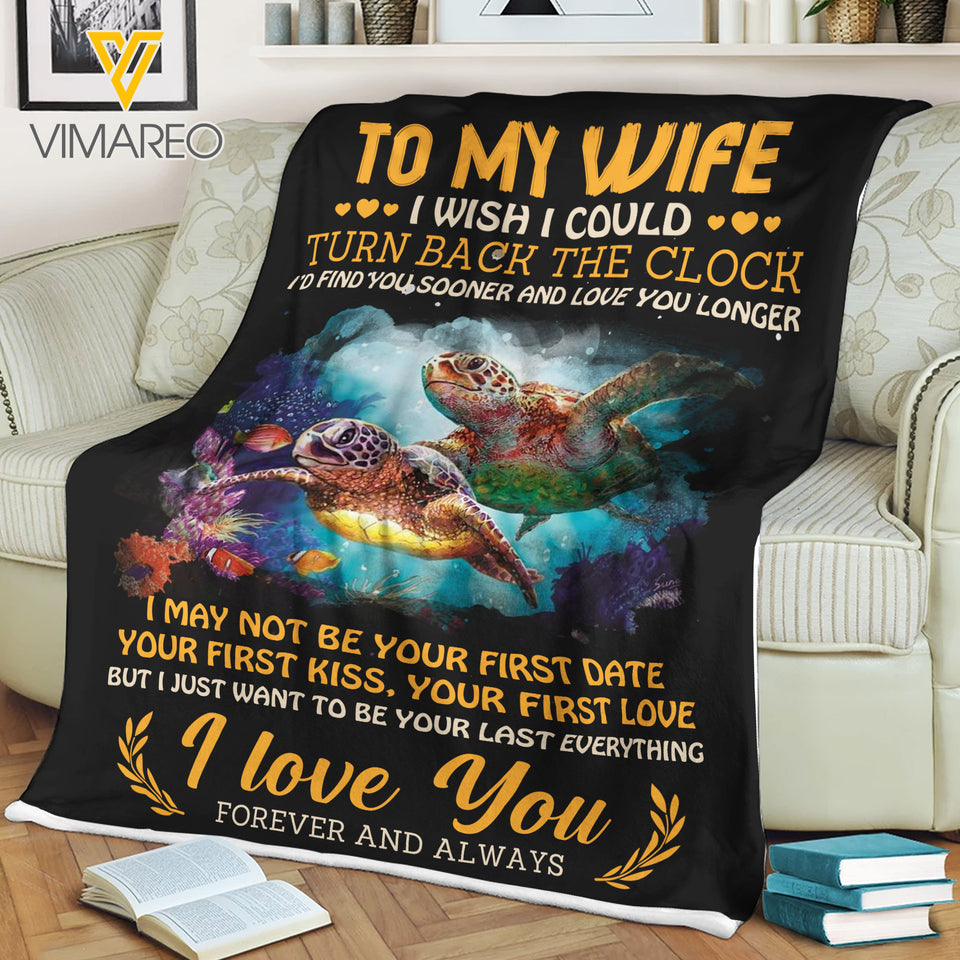 TO MY WIFE I LOVE YOU TURTLE QUILT BLANKET PRINTED QTDT0701