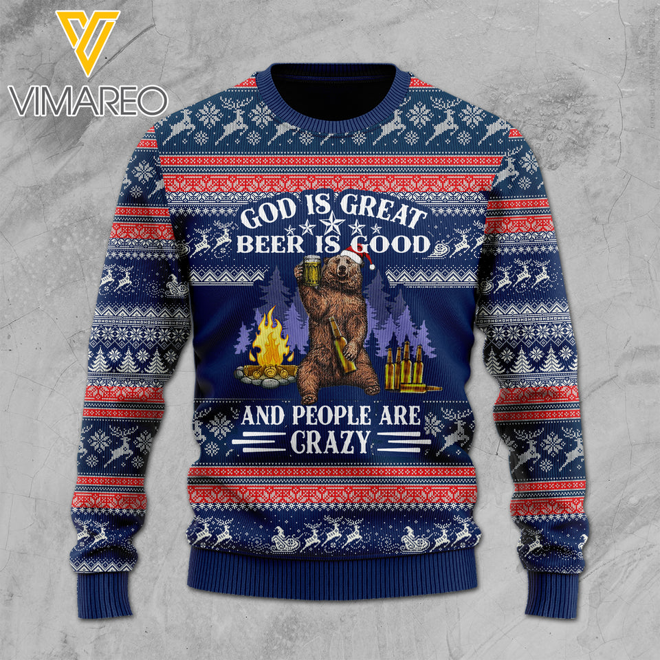 Beer is good KNITTING WOOL SWEATER