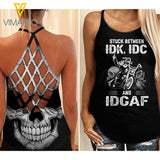 Biker Criss-Cross Open Back Camisole Tank Top/ Tshirt