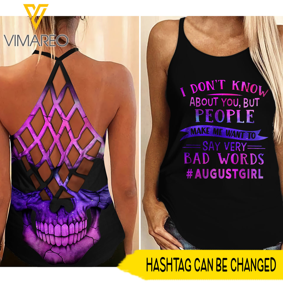 August girl-i don't know about you personalized Criss-Cross Open Back Camisole Tank Top