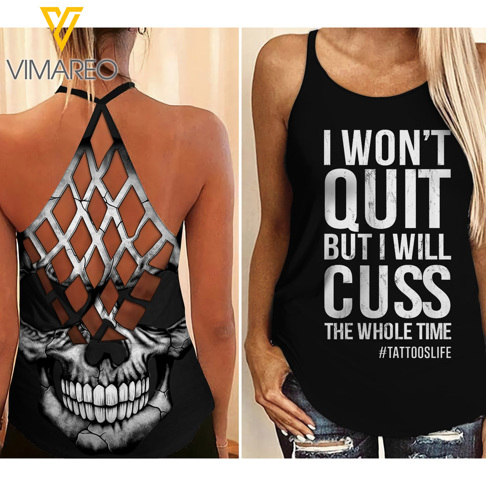 I won't quit i will Cuss Tattooslife personalized CRISS-CROSS OPEN BACK CAMISOLE TANK TOP