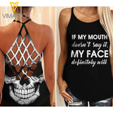 My mouth funny Criss-Cross Open Back Camisole Tank Top