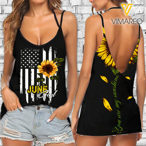June Girl V Neck Halter Strap Backless Cami Tank Top YAMS