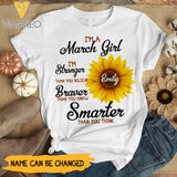 PERSONALIZED MARCH GIRL SUNFLOWER TSHIRT QTDT3012