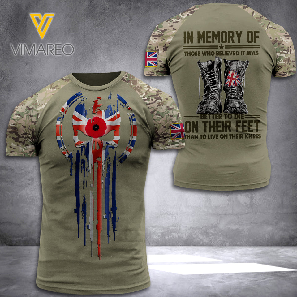 British army veterans-in memory TSHIRT/Hoodiel/Sweater 3D PRINTED