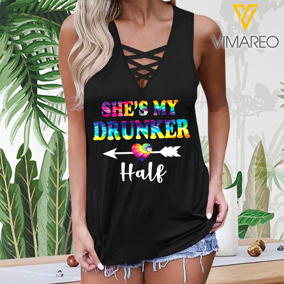 Dunker half Summer Sleeveless Criss Cross Casual Tank Tops