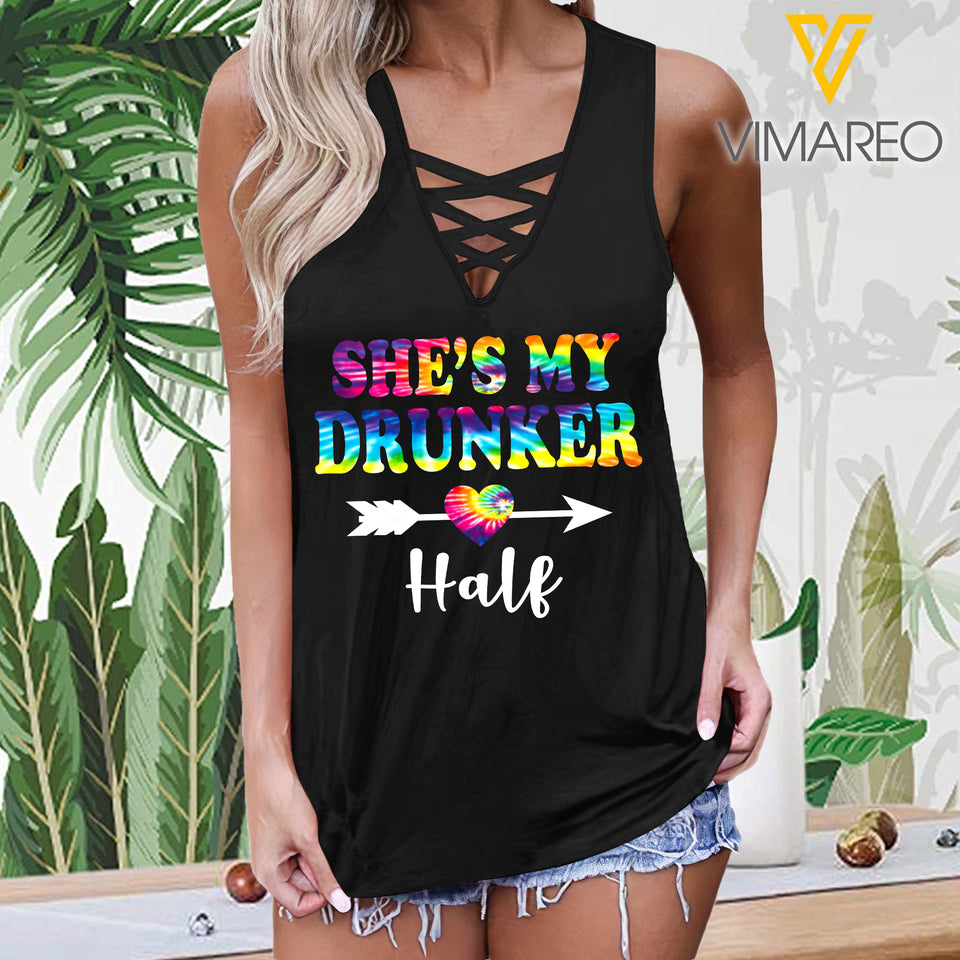 Dunker half Summer Sleeveless Criss Cross Casual Tank Tops