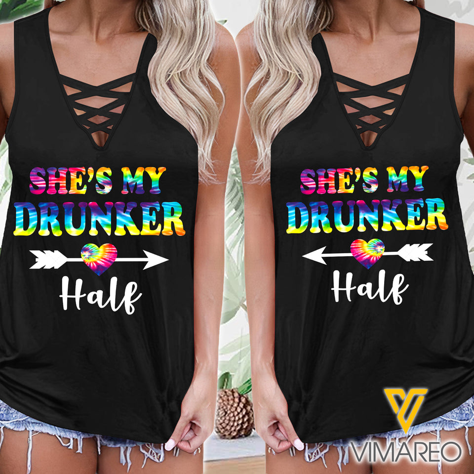 Dunker half Summer Sleeveless Criss Cross Casual Tank Tops
