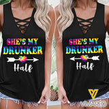 Dunker half Summer Sleeveless Criss Cross Casual Tank Tops