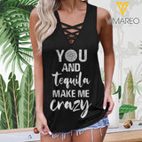 You and Tequila make me crazy Women’s Summer Sleeveless Criss Cross Casual Tank Tops