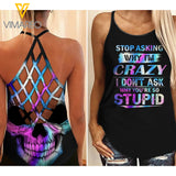 Stop asking me Criss-Cross Open Back Camisole Tank Top