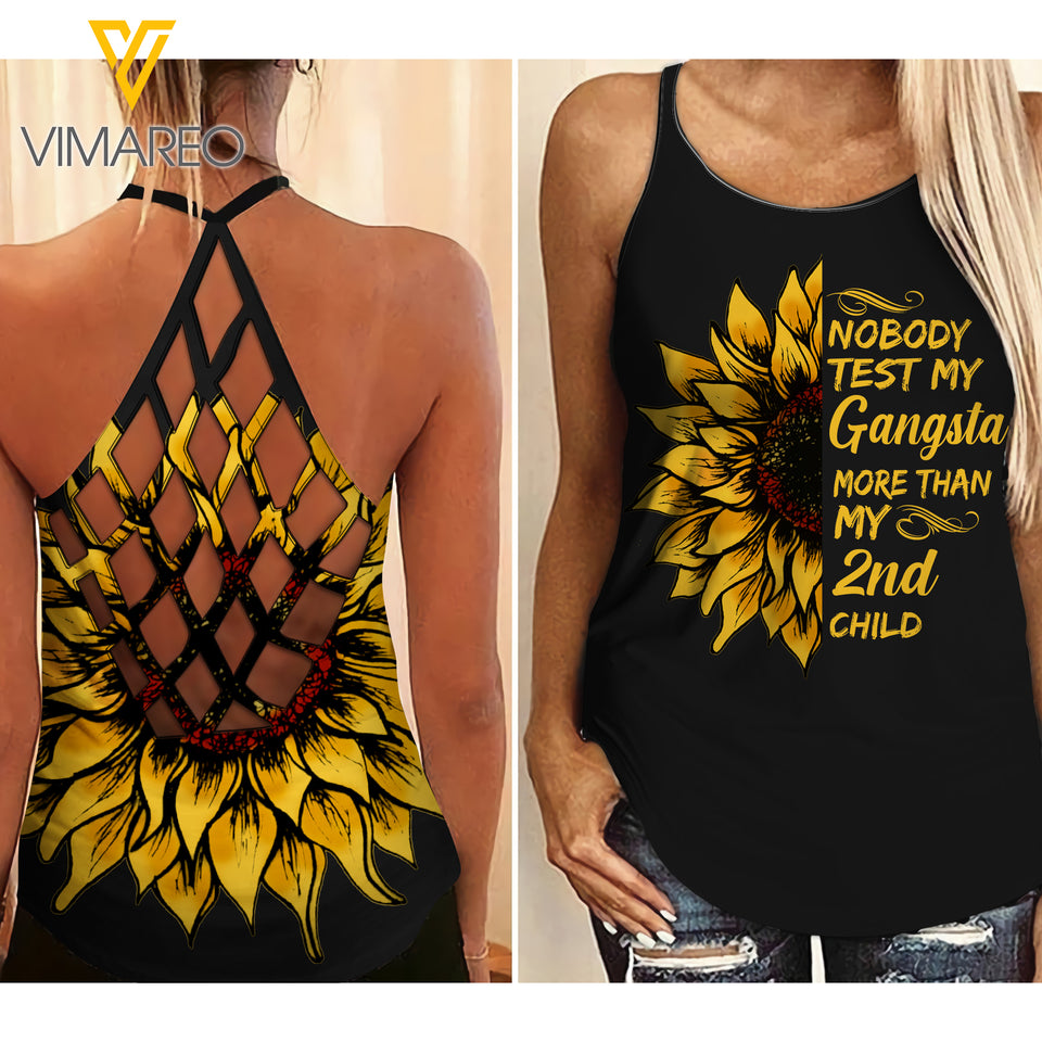 My gangsta test Criss-Cross Open Back Camisole Tank Top Legging SFL