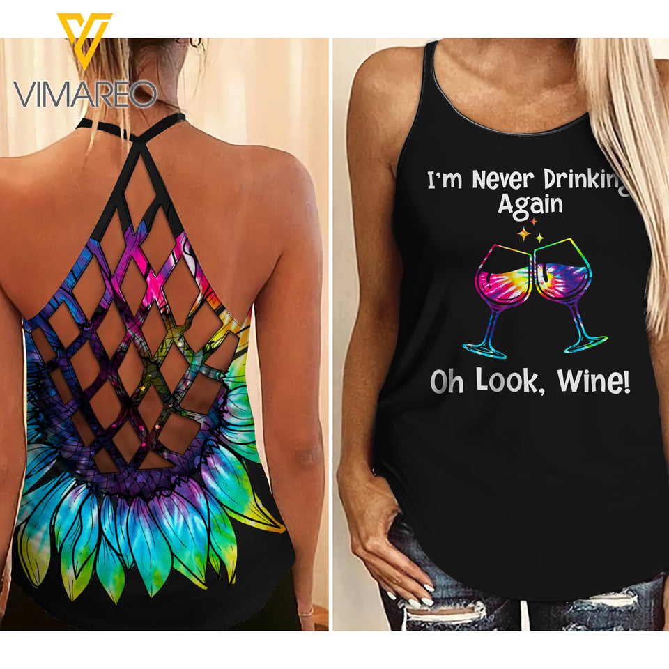 Never Drink ... Criss-Cross Open Back Camisole Tank Top