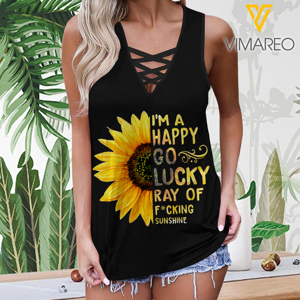 Go Lucky sunshine Women’s Summer Sleeveless Criss Cross Casual Tank Tops