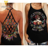 May girl Criss-Cross Open Back Camisole Tank Top Legging WHIS