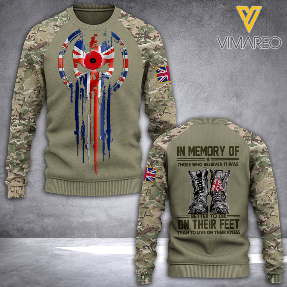 British army veterans-in memory TSHIRT/Hoodiel/Sweater 3D PRINTED