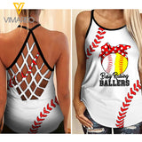 Busy raising ballers Criss-Cross Open Back Camisole Tank Top Legging