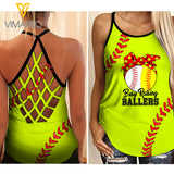 Busy raising ballers Criss-Cross Open Back Camisole Tank Top Legging