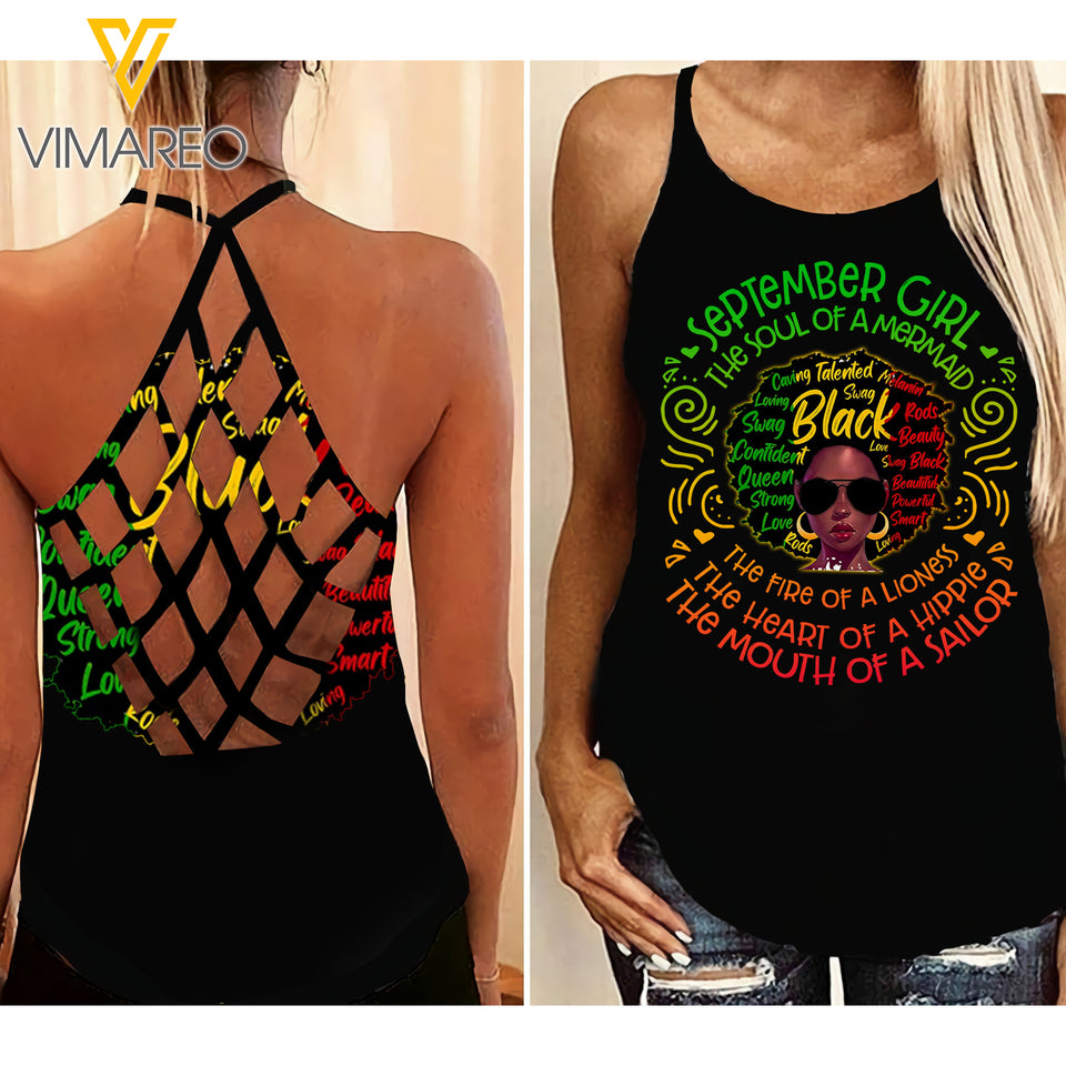 September Girl Strong Criss-Cross Open Back Camisole Tank Top