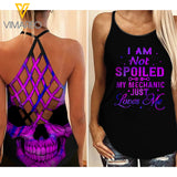 My Mechanic just love me Criss-Cross Open Back Camisole Tank Top