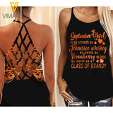 As September Girl Criss-Cross Open Back Camisole Tank Top Legging TVMR