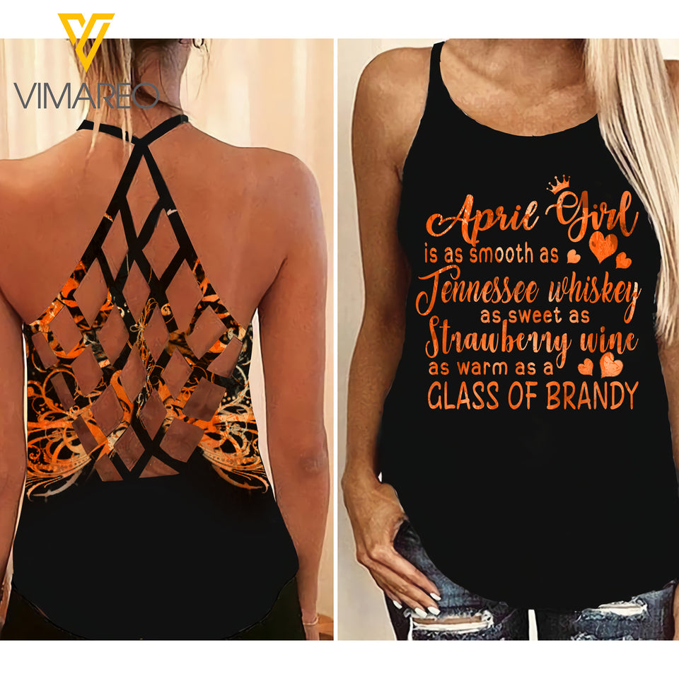 As April Girl Criss-Cross Open Back Camisole Tank Top Legging TVMR