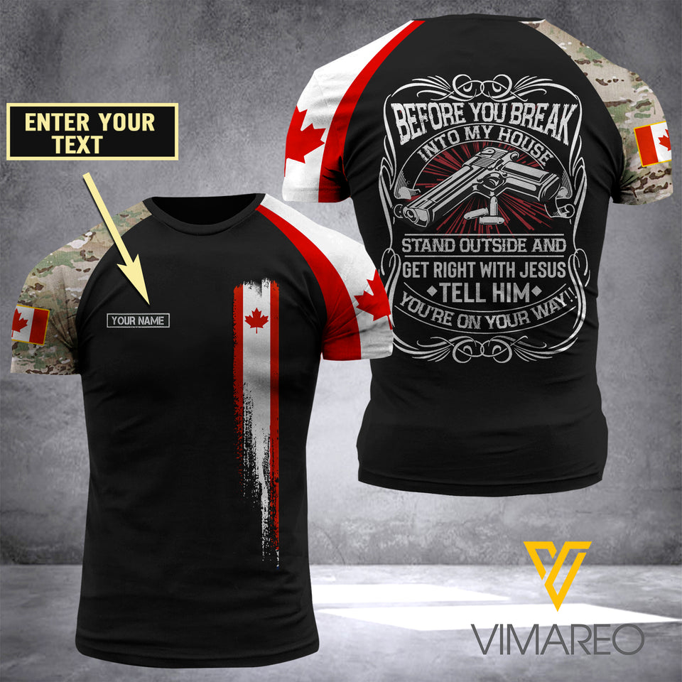 Customized CANADA Army Flag 3D PRINTED SHIRT 0604NGBA