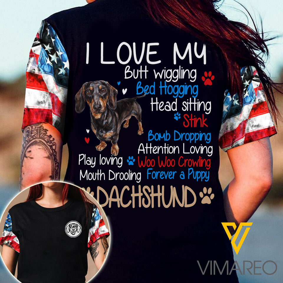 Love Dachshund t-shirt 3d printed Eza220621