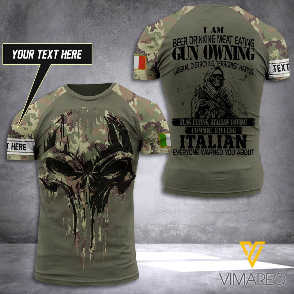 Customized Italian Soldier 3D Printed Combat Shirt EZA140621