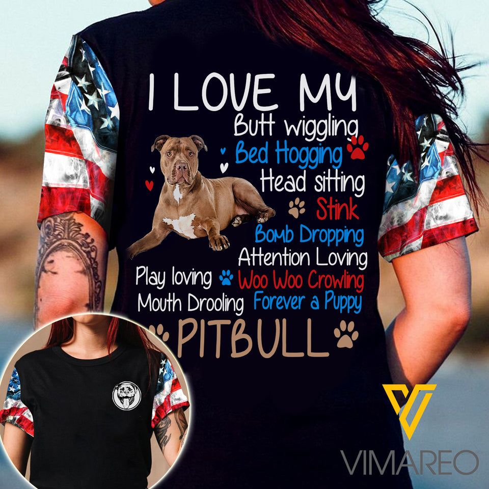 Love Pitbull t-shirt 3d printed Eza220621