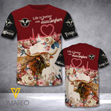 VMMH TEXAS LONGHORN COW TSHIRT 3D PRINTED MAR-MA02