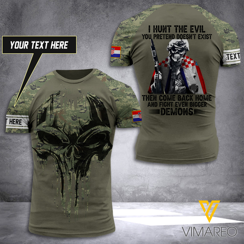 Customized Croatia Soldier Hunt The Evil 3D Printed Shirt EZA310521