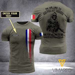 Customized French Soldier 3D Printed Shirt ZA054