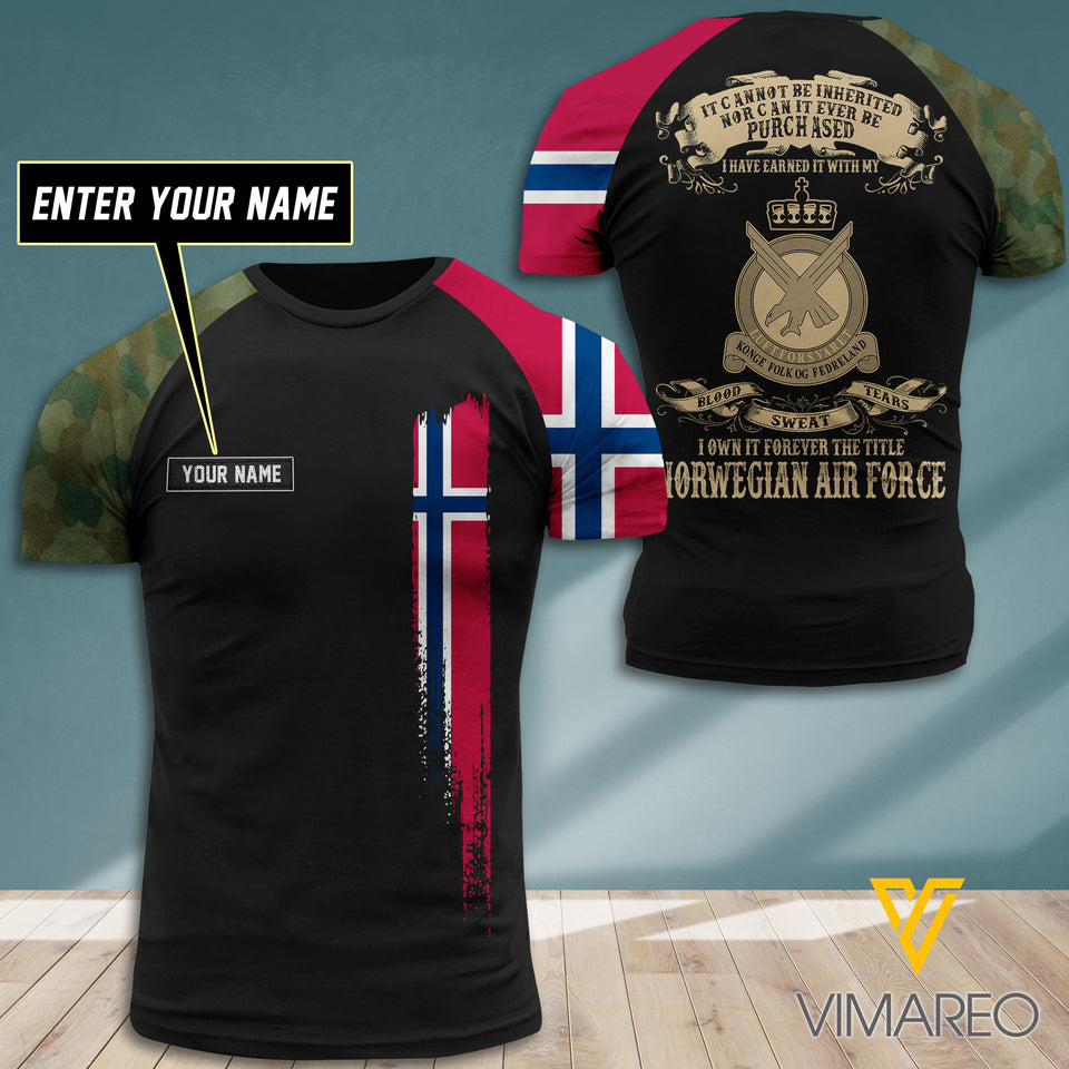 Customized Norway Air Force Soldier 3D Printed Shirt EZA0407