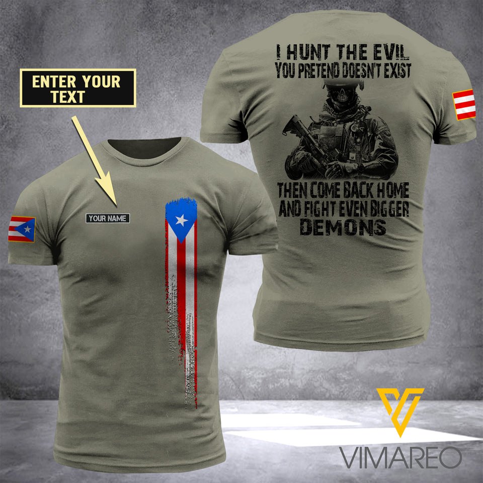 Customized Puerto rico Army 3D Printed TShirt 0904NGBA