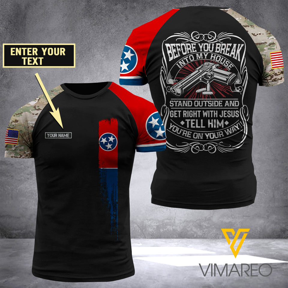 Customized Tennesse Flag 3D PRINTED SHIRT 0104NGBA