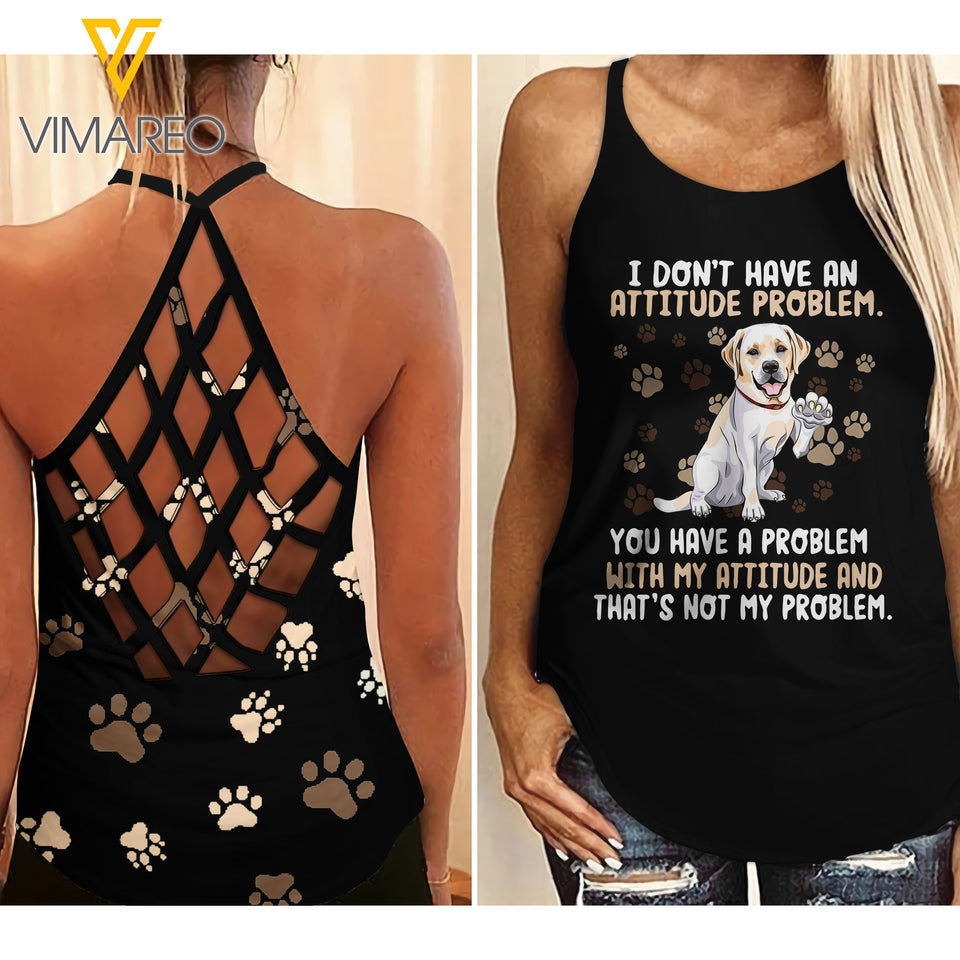 LABRADOR RETRIEVER ATTITUDE CRISS-CROSS TANK TOP TNVQ1009