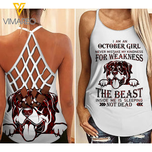 OCTOBER GIRL ROTTWEILER CRISS-CROSS TANK TOP