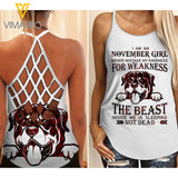 NOVEMBER GIRL ROTTWEILER CRISS-CROSS TANK TOP