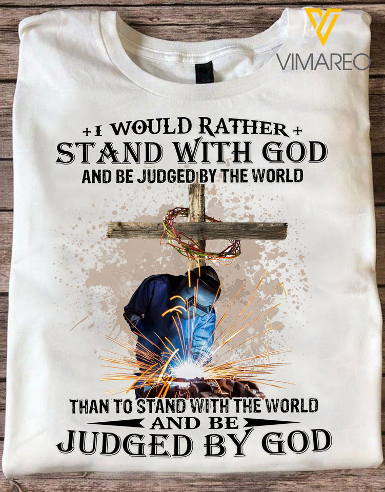 STAND WITH GOD WELDER WHITE TSHIRT TNVQ2409