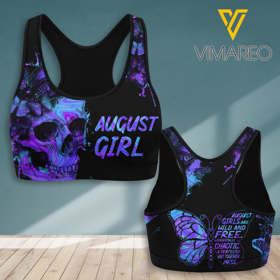 AUGUST GIRL SKULL TIE DYE SPORT BRA/LEGGING